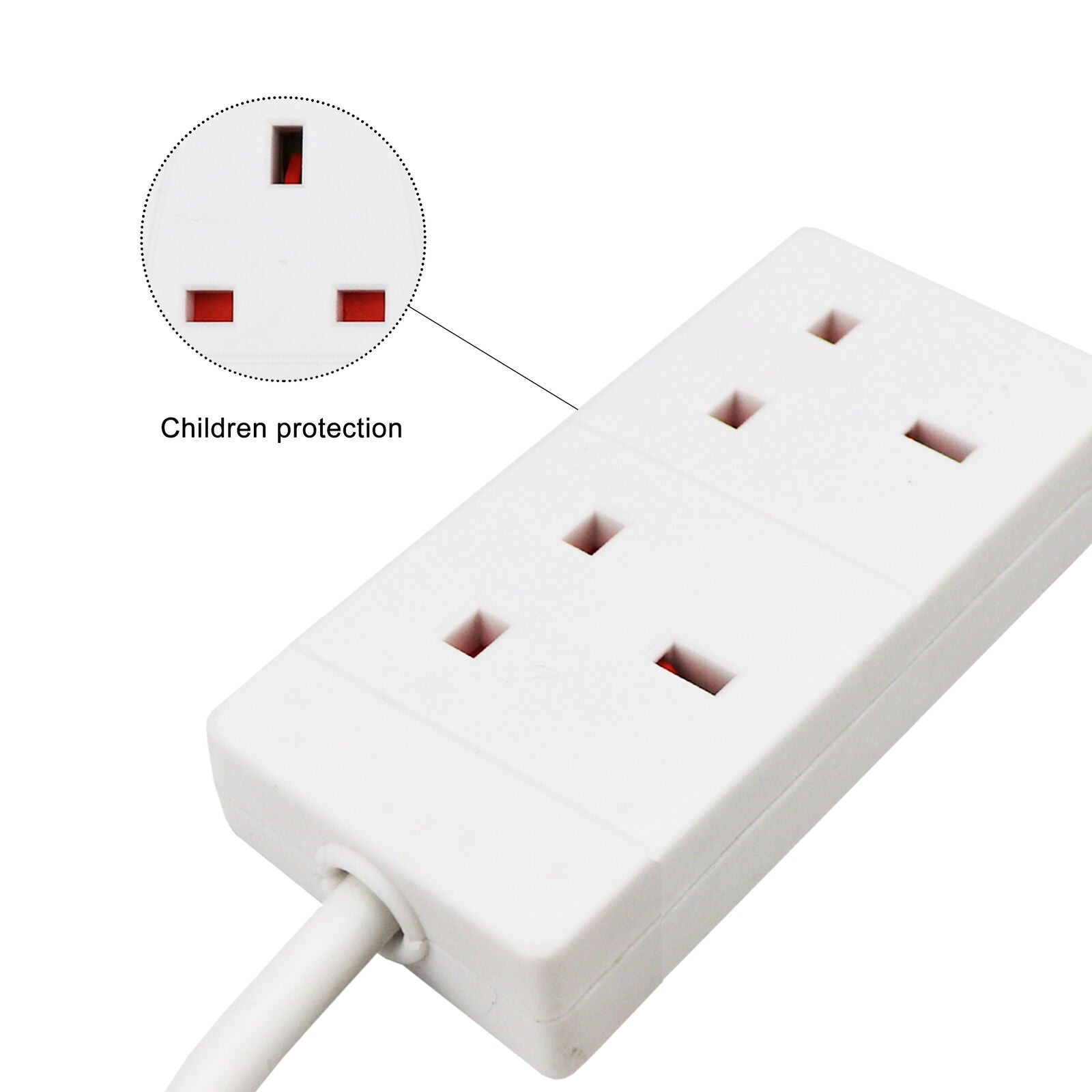 Extension Lead Cable Electric Plug Socket UK Mains Power 2 4 6 8 Gang Way Black