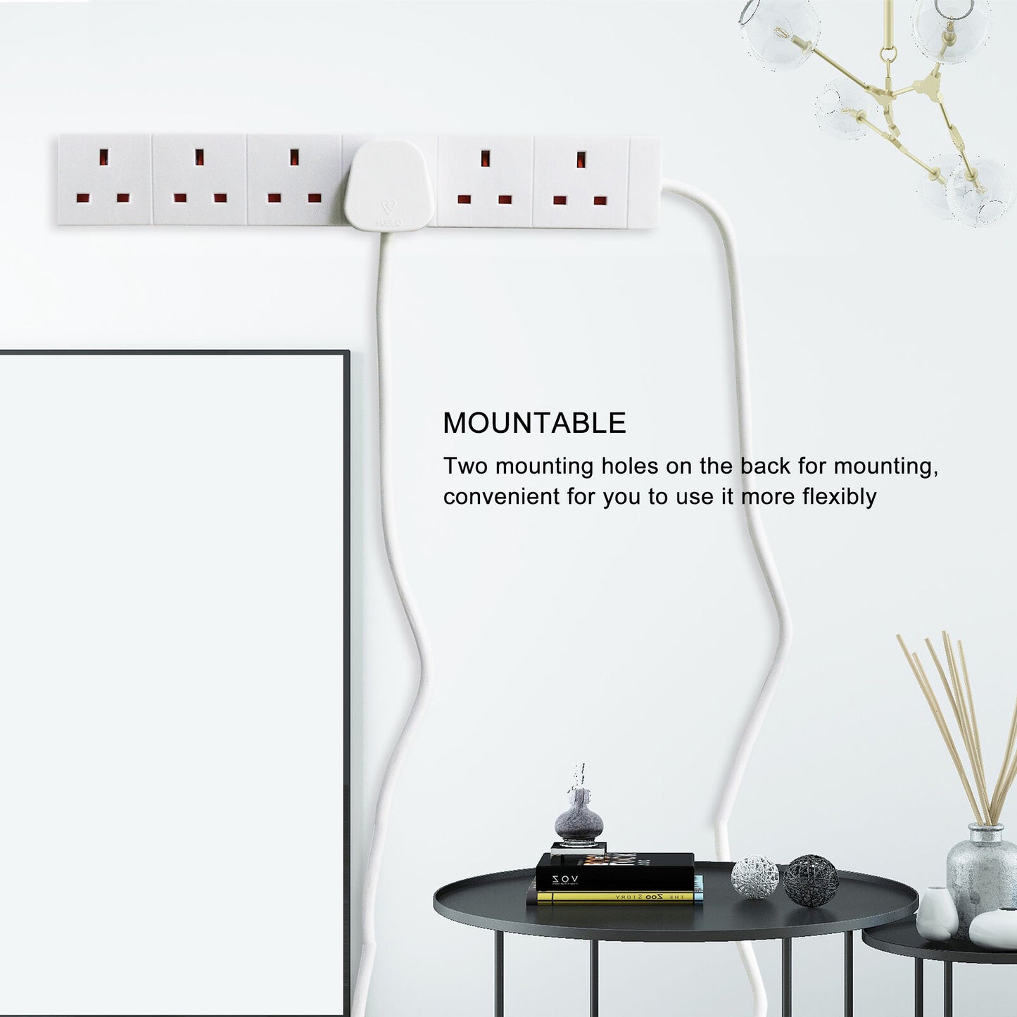 Extension Lead Cable Electric Plug Socket UK Mains Power 2 4 6 8 Gang Way Black